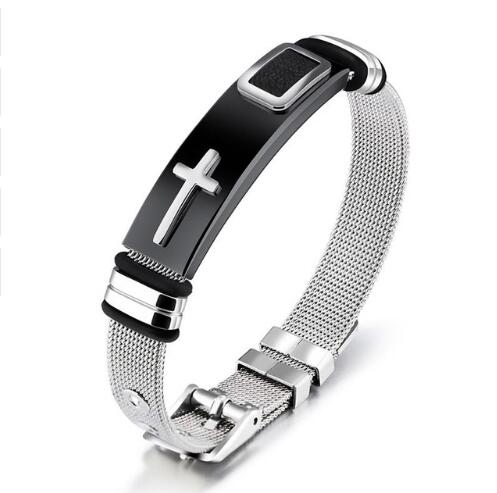 Men's Stainless Steel Cross Bracelet