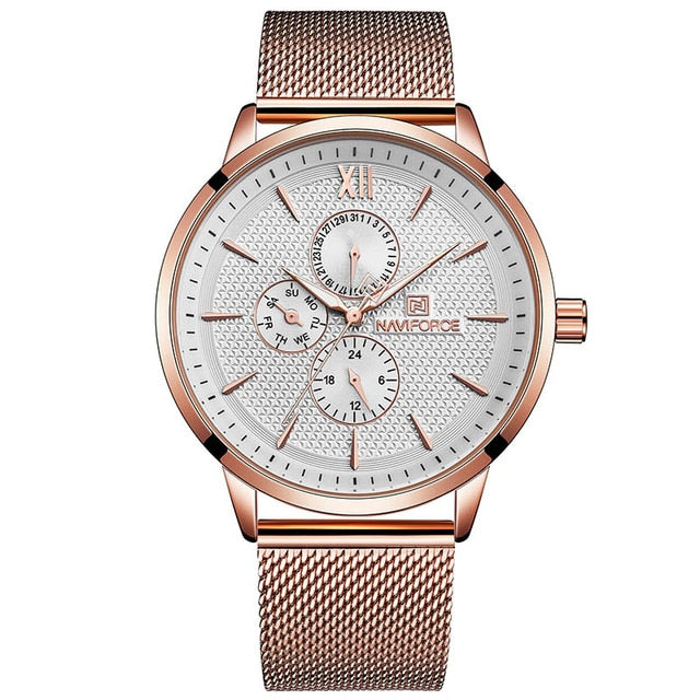Men's Naviforce Luxury Waterproof Ultra Thin Steel Casual Quartz Sports Wrist Watch