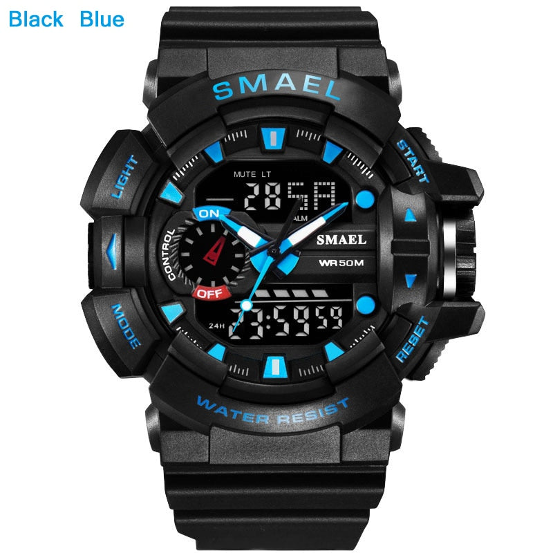 SMAEL 1436 Men's Sports Military LED Quartz Dual Display Waterproof Watch