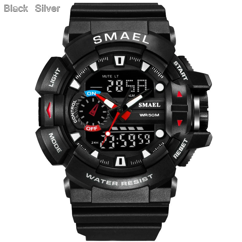 SMAEL 1436 Men's Sports Military LED Quartz Dual Display Waterproof Watch