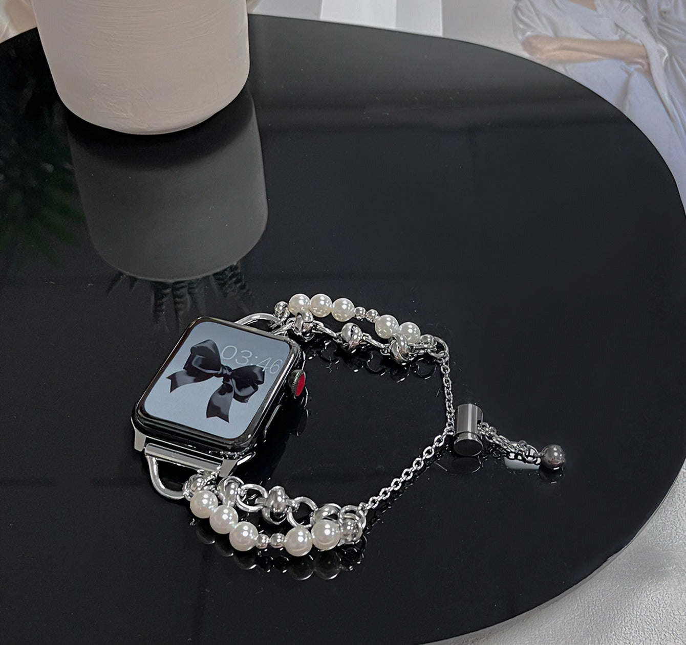 Apple S8 Watchband for Apple iWatch SE Fragrant Pearl Stainless Steel