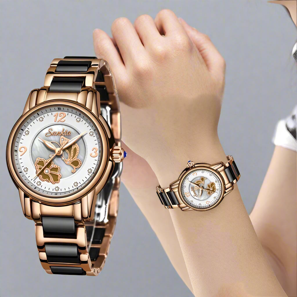 Lige High Quality Ceramic Exquisite Waterproof Ladies Watch