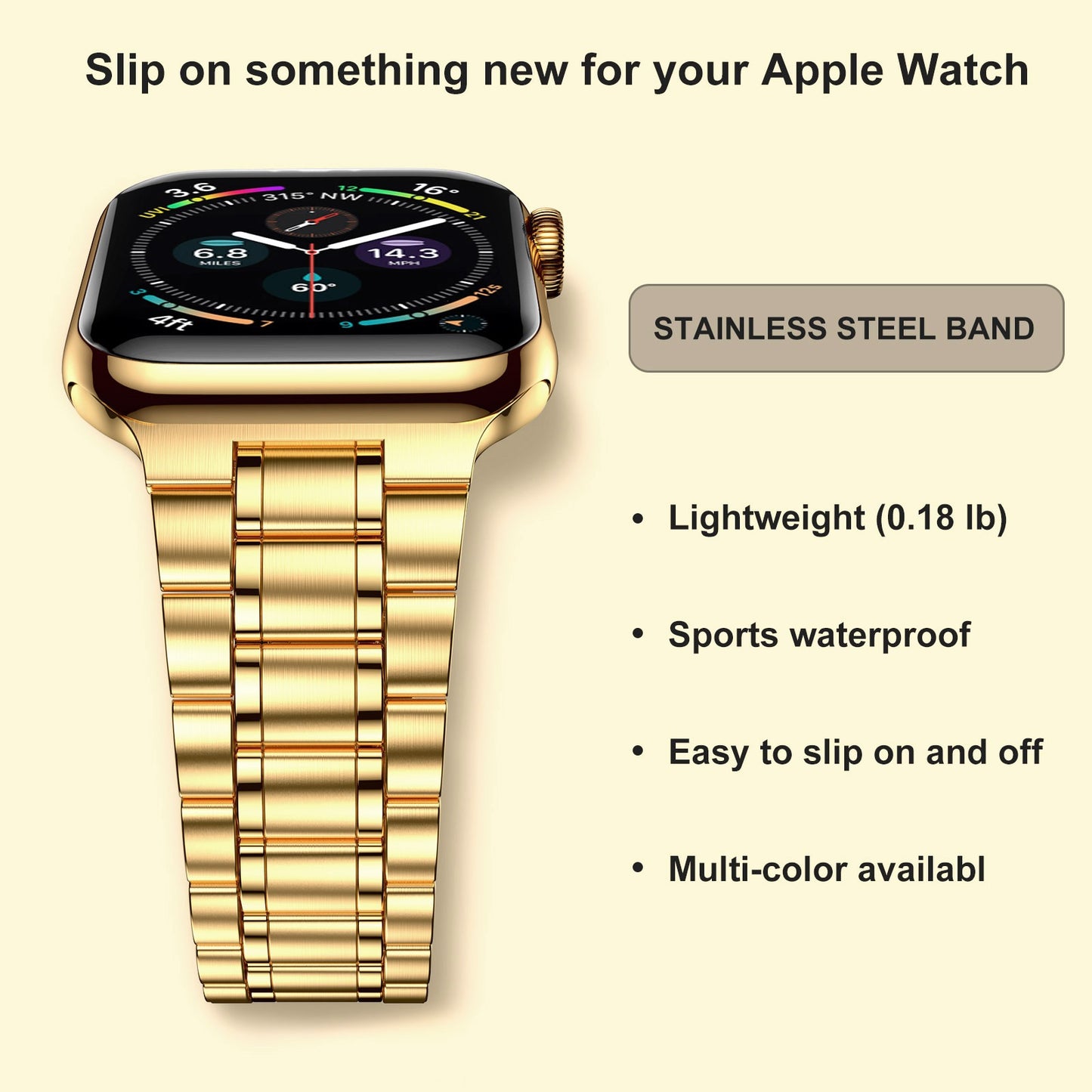 Apple Watch S3 S4 S5 iwatch S7 S8 S9 Stainless Steel Fine Metal Watch Band