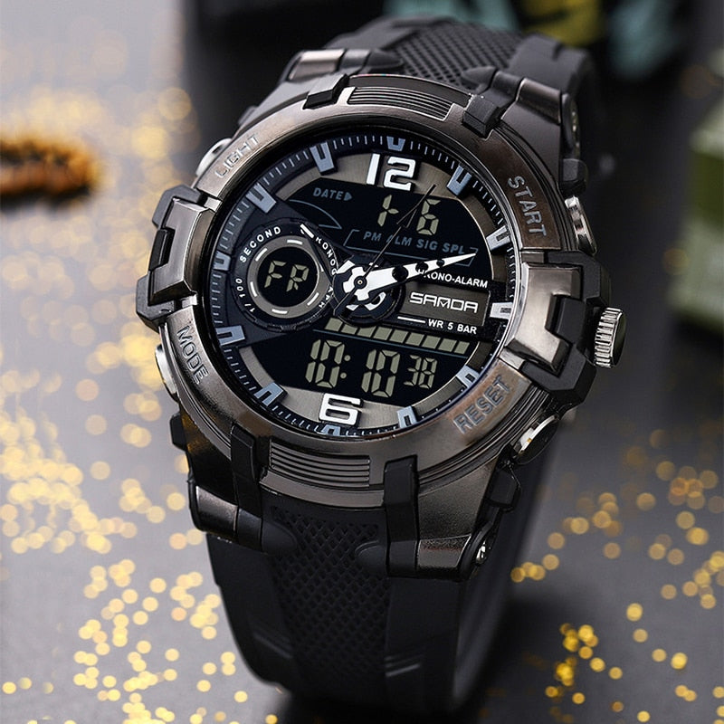 Sanda 6015 Dual Display Men's Clock Military Sports Waterproof WristWatch