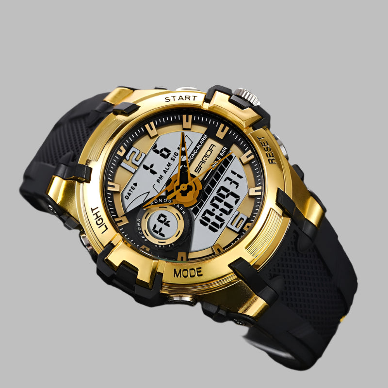 Sanda 6015 Dual Display Men's Clock Military Sports Waterproof WristWatch