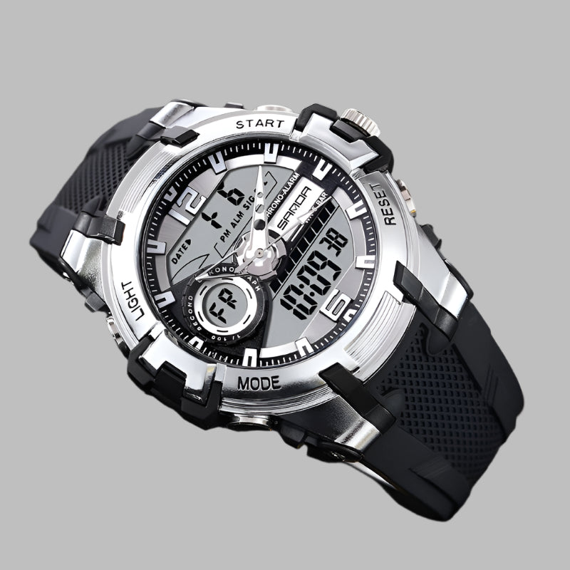 Sanda 6015 Dual Display Men's Clock Military Sports Waterproof WristWatch
