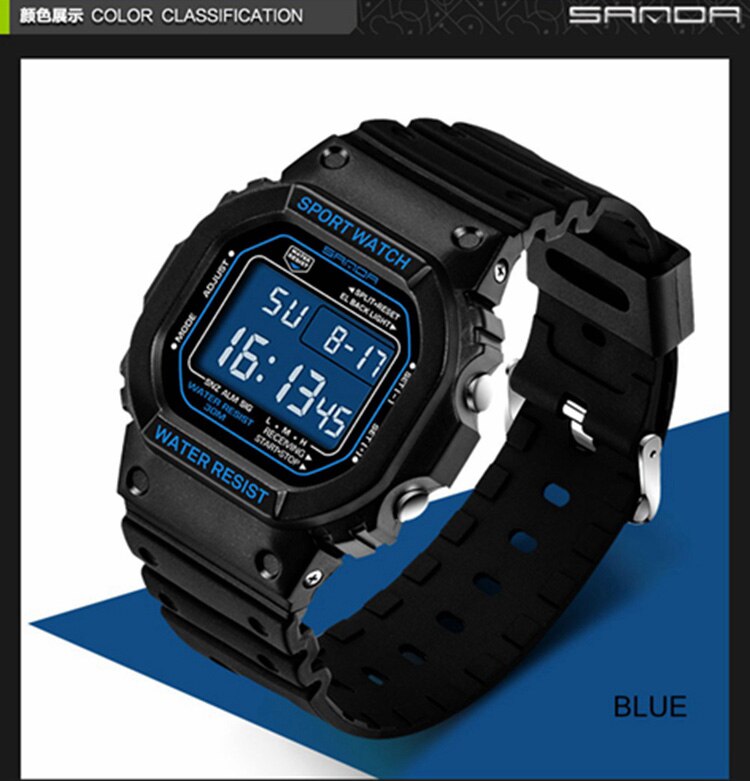 SANDA 329 Digital Casual Sports Classic Square Face Watch for Men