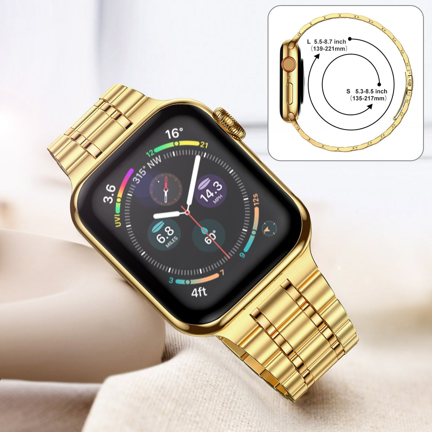 Apple Watch S3 S4 S5 iwatch S7 S8 S9 Stainless Steel Fine Metal Watch Band