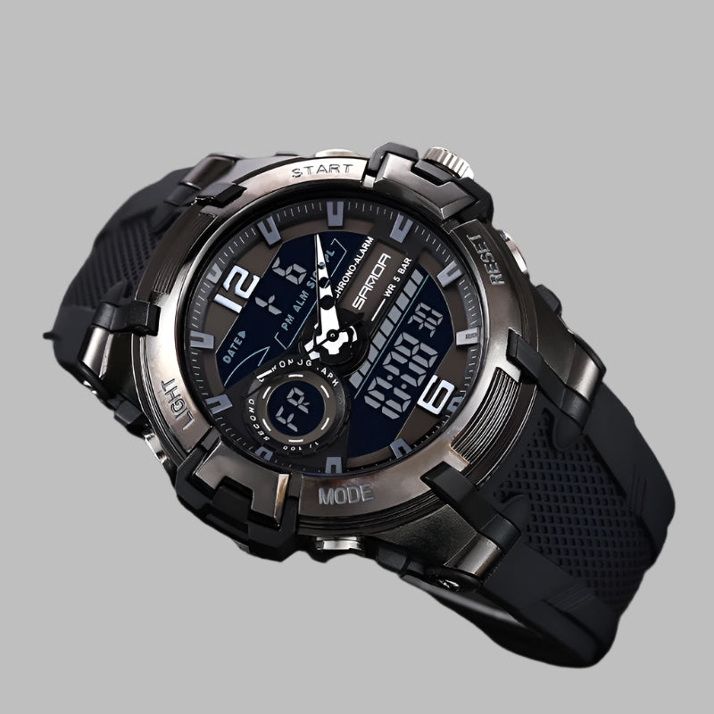 Sanda 6015 Dual Display Men's Clock Military Sports Waterproof WristWatch