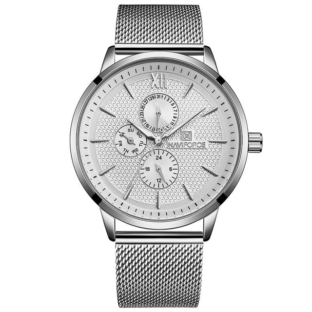 Men's Naviforce Luxury Waterproof Ultra Thin Steel Casual Quartz Sports Wrist Watch