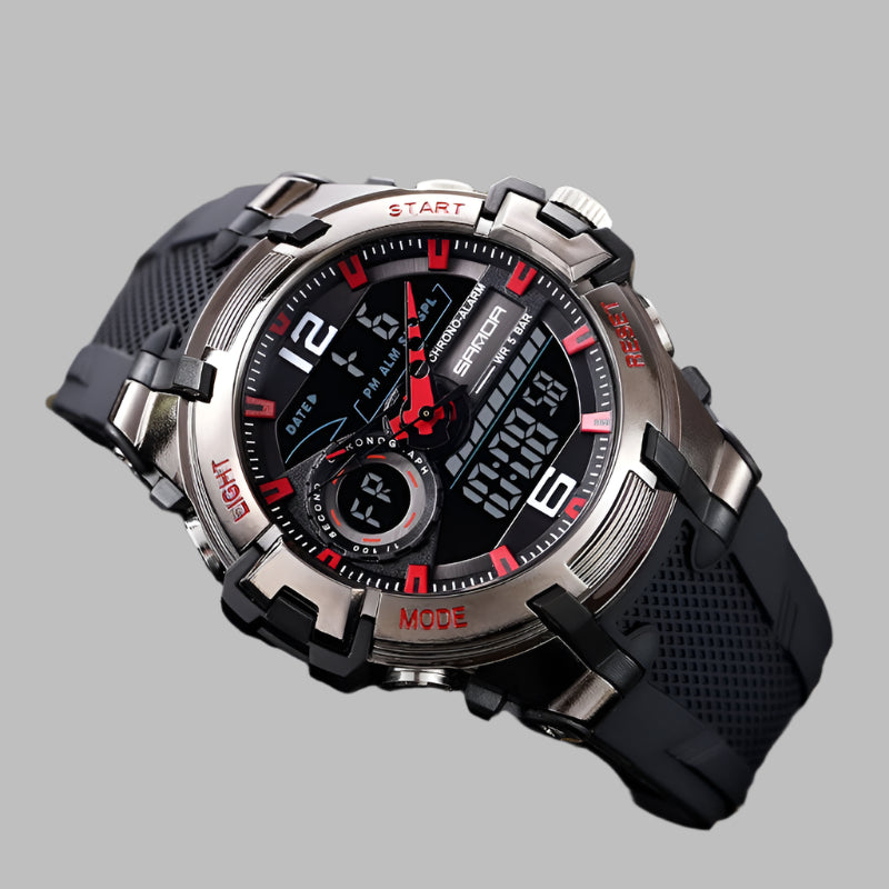 Sanda 6015 Dual Display Men's Clock Military Sports Waterproof WristWatch