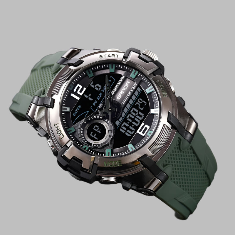 Sanda 6015 Dual Display Men's Clock Military Sports Waterproof WristWatch