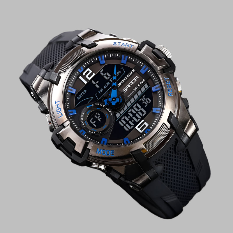 Sanda 6015 Dual Display Men's Clock Military Sports Waterproof WristWatch