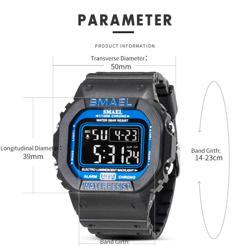 SMAEL 1803 Men's Sports Digital Waterproof Watch