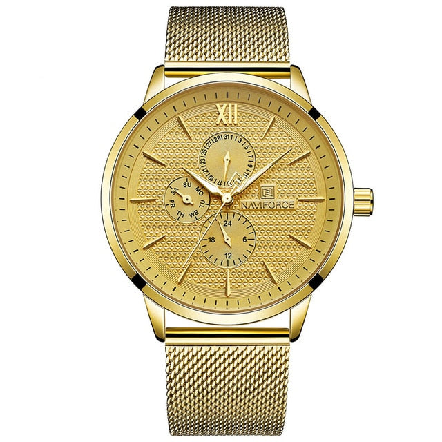 Men's Naviforce Luxury Waterproof Ultra Thin Steel Casual Quartz Sports Wrist Watch
