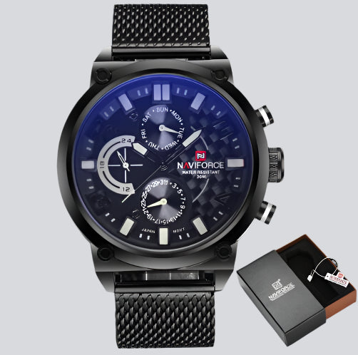 Naviforce Men's Stainless Steel Quartz Sports Wrist Watch