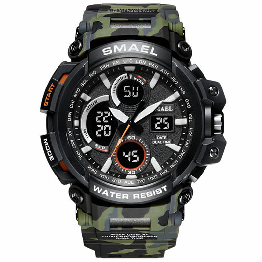 SMAEL 1708b Men's Camouflage Military Waterproof Dual Time Display Sports Digital Analog Quartz Watch