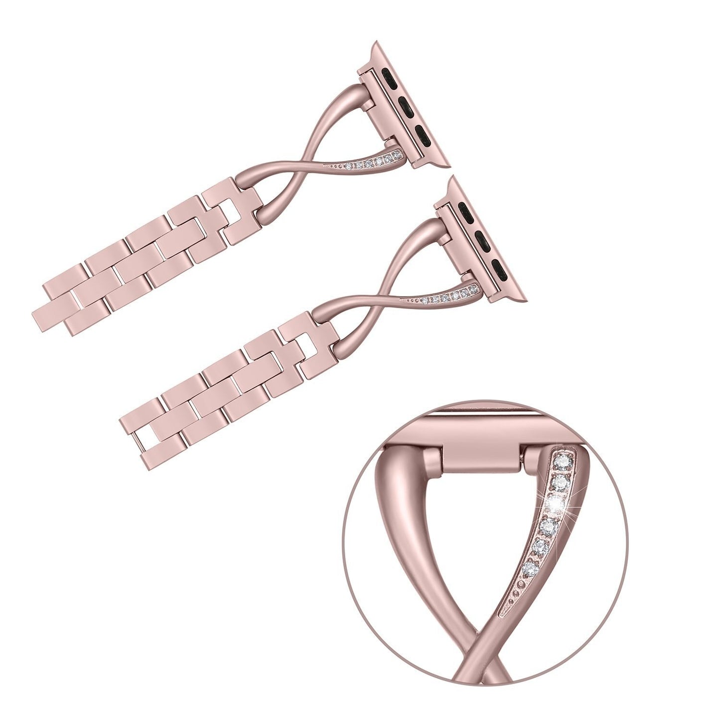 Apple iWatch Bands X-shaped Diamonds Stainless Steel Strap