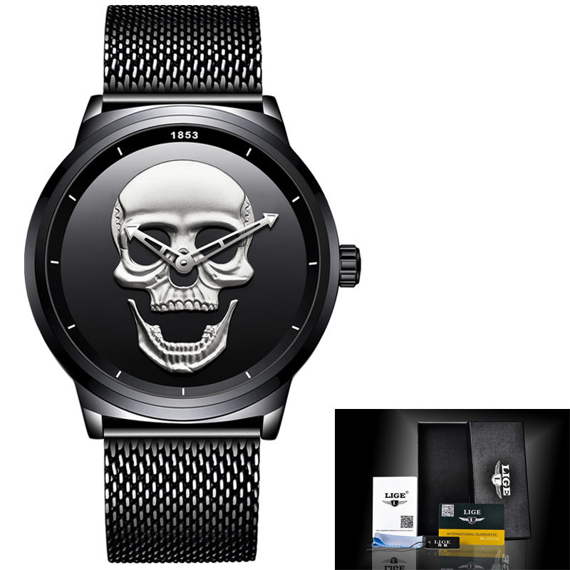 LIGE Skull Stereoscopic Watch