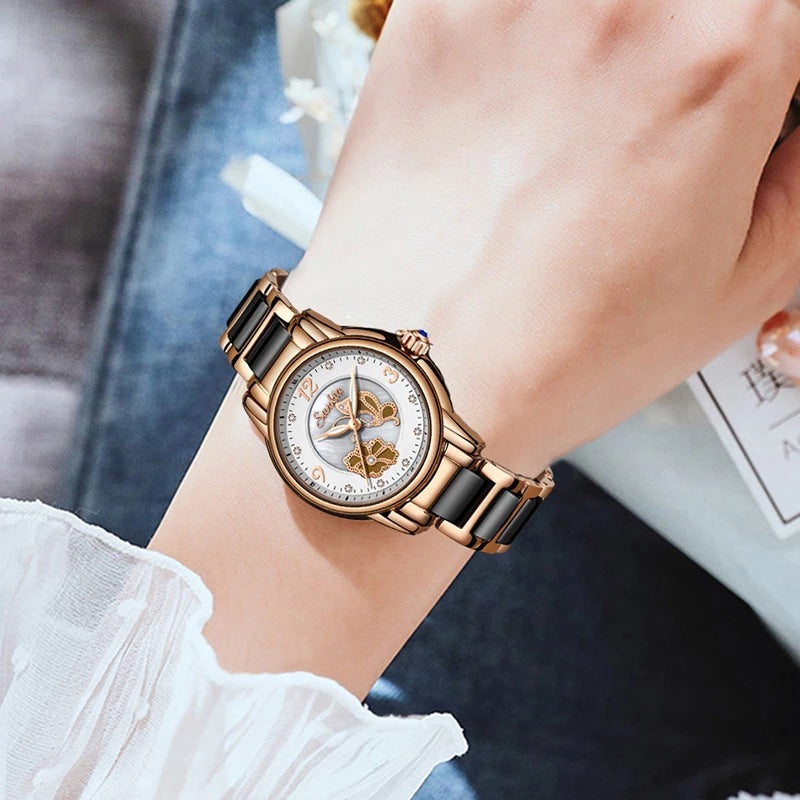 Lige High Quality Ceramic Exquisite Waterproof Ladies Watch