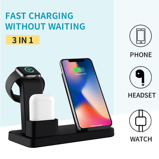 Three in one Wireless Charger Suitable for iPhone Earphones Watches 10W Wireless Fast Charger
