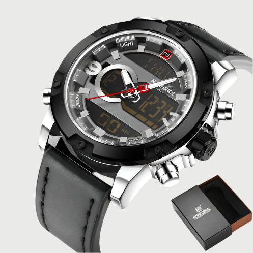 Naviforce Leather Quartz Watch Men's Sports Wristwatch