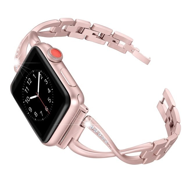 Apple iWatch Bands X-shaped Diamonds Stainless Steel Strap
