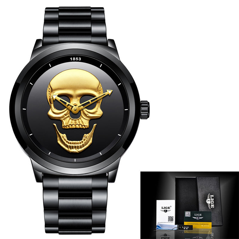 LIGE Skull Stereoscopic Watch