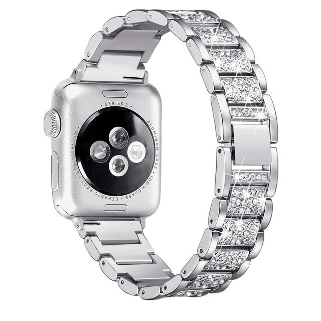 Apple Women's 40/44 38/42mm Diamond Band for Apple Watch S1 S2 S3 S4 Stainless Steel Strap