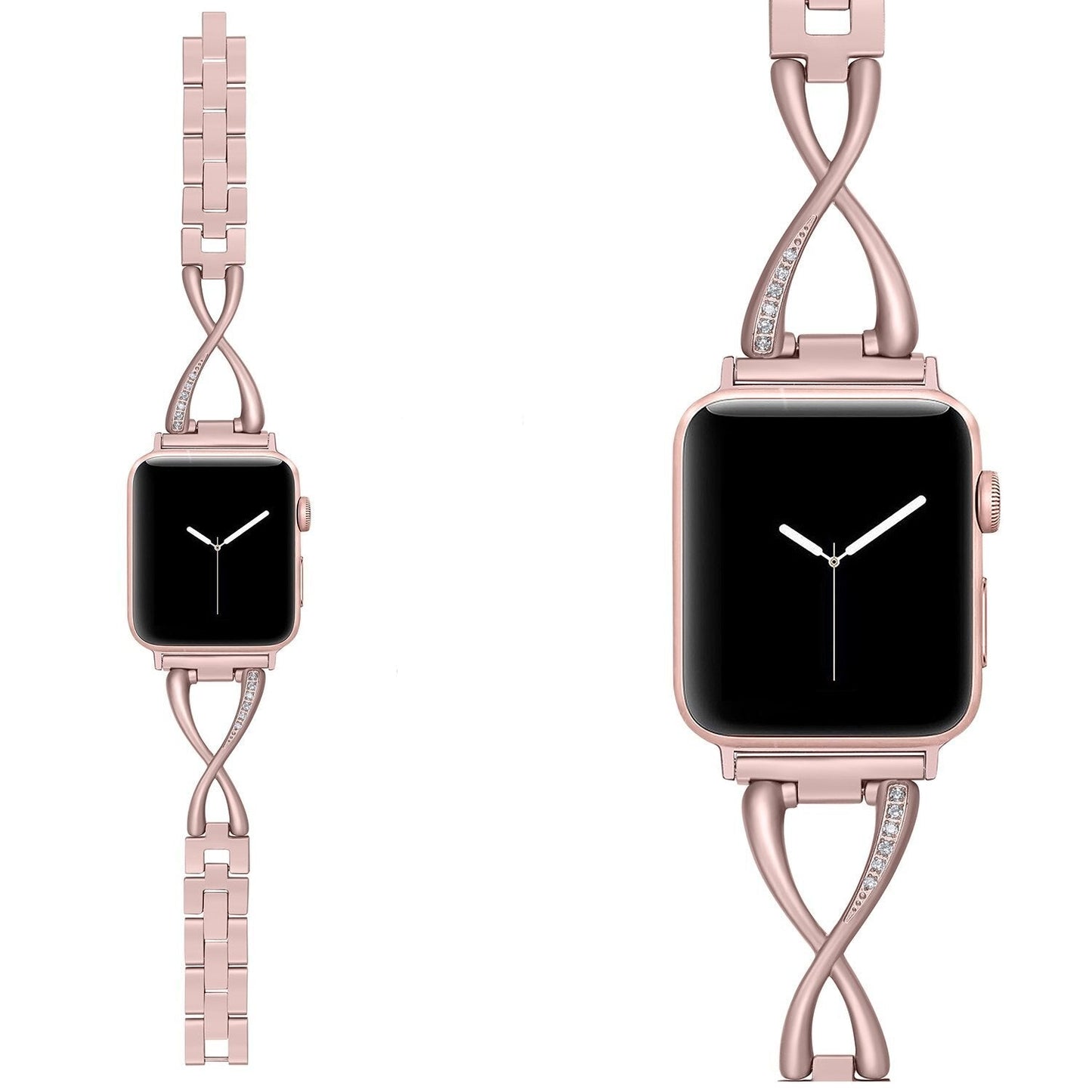 Apple iWatch Bands X-shaped Diamonds Stainless Steel Strap