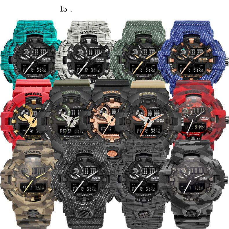 SMAEL 1642-1 & 8001 Men's Military Digital LED 50m Waterproof
