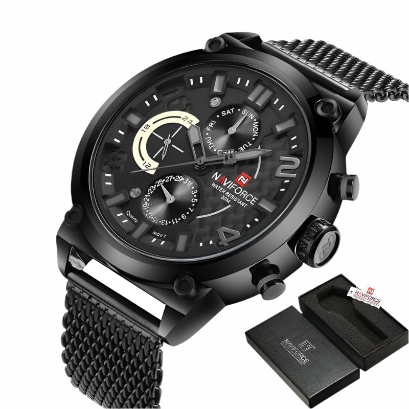 Naviforce Men's Stainless Steel Quartz Sports Wrist Watch