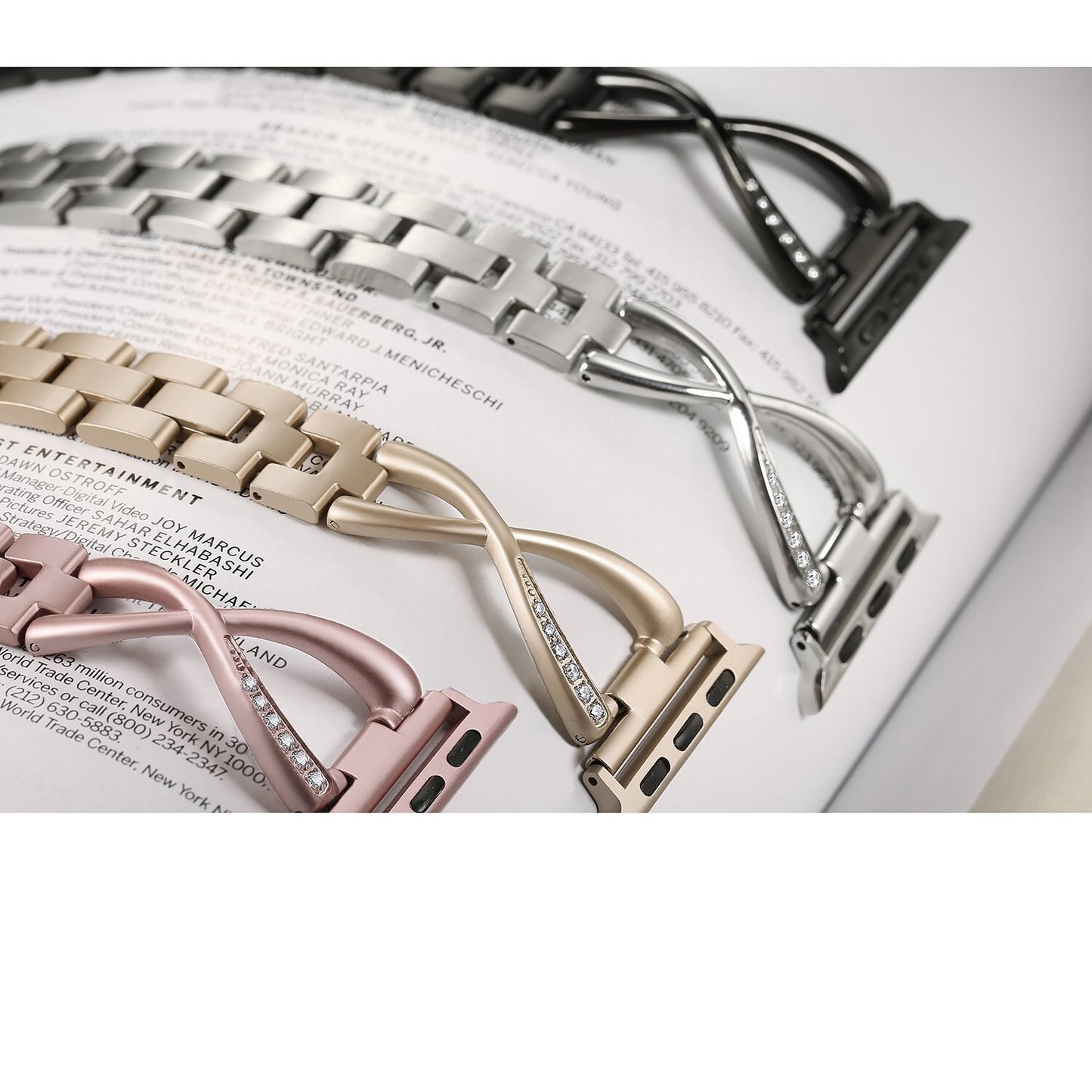 Apple iWatch Bands X-shaped Diamonds Stainless Steel Strap