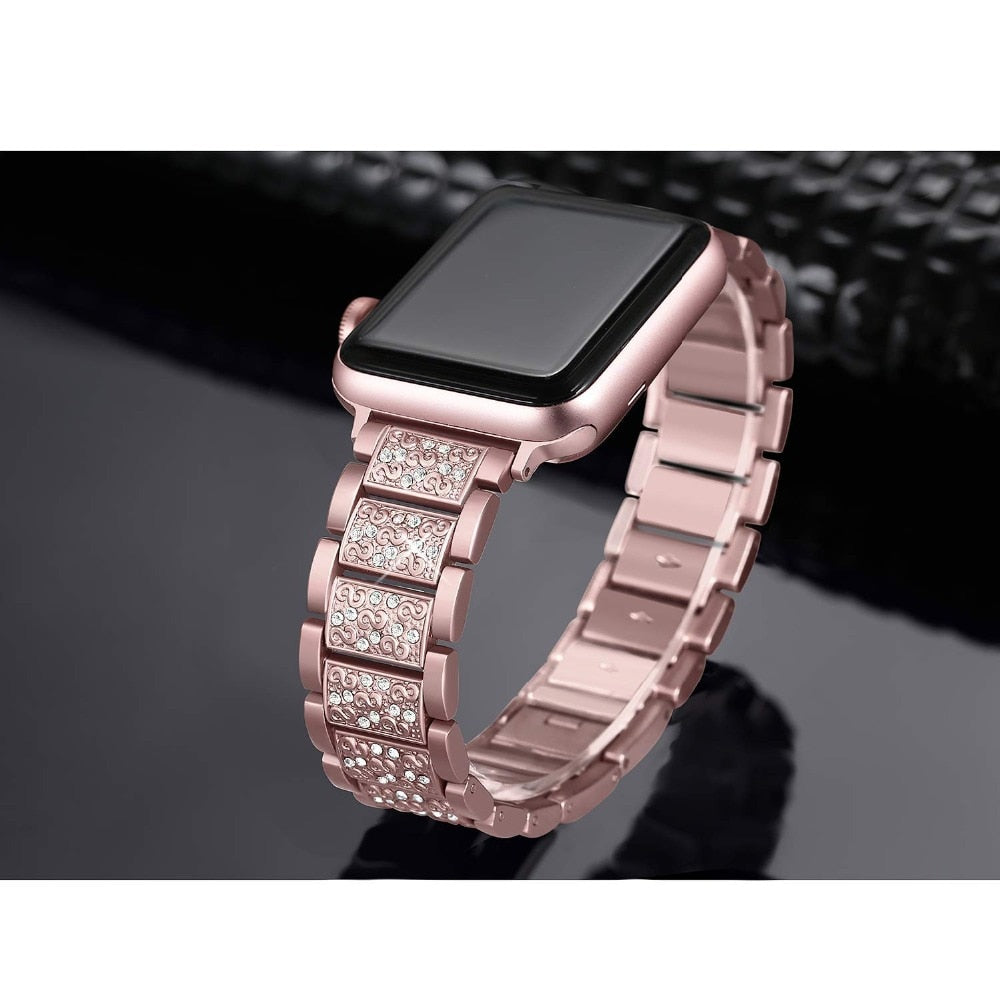 Apple Women's 40/44 38/42mm Diamond Band for Apple Watch S1 S2 S3 S4 Stainless Steel Strap