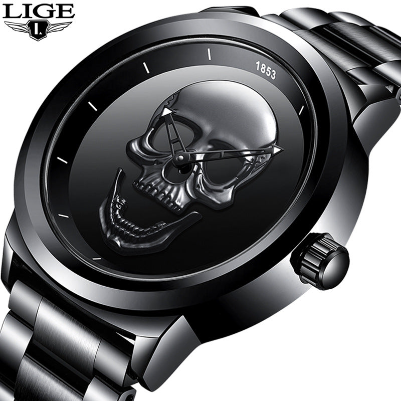 LIGE Skull Stereoscopic Watch