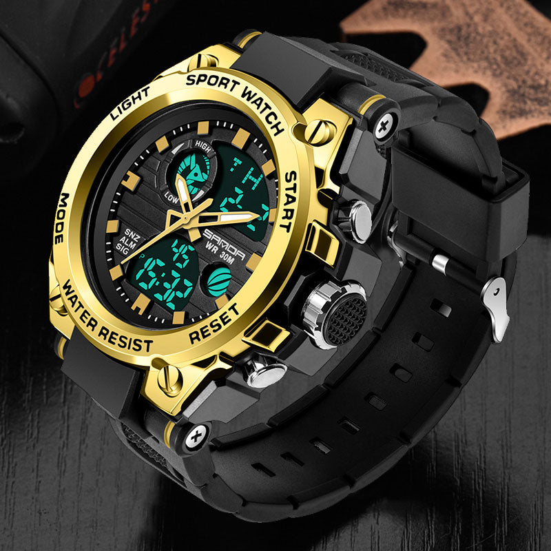 SANDA 739 Men's Sports Style Wristwatch Dual Display Clock Waterproof