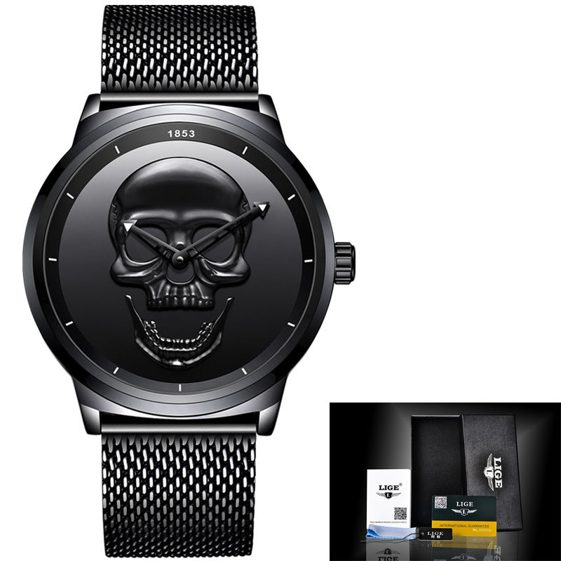 LIGE Skull Stereoscopic Watch