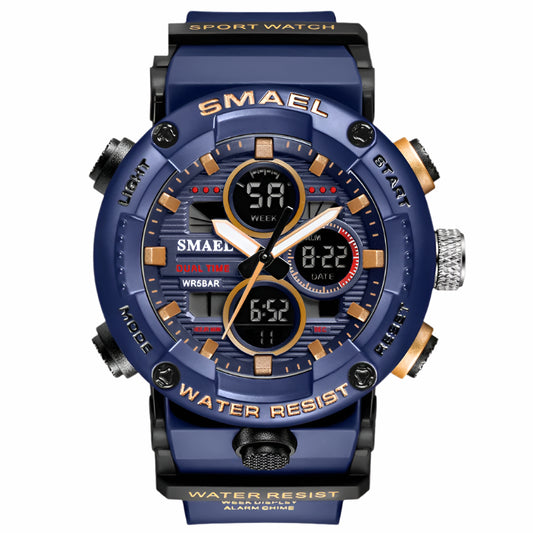 SMAEL 8038 Men's Sports Waterproof LED Digital Stopwatch Quartz Watch