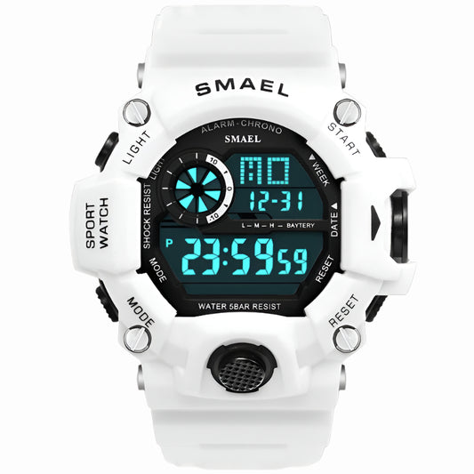 SMAEL 1385C Men's Digital Sports Watch White Watch 50M Waterproof