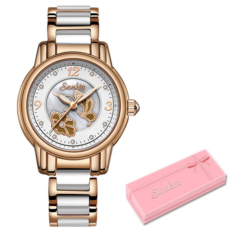 Lige High Quality Ceramic Exquisite Waterproof Ladies Watch