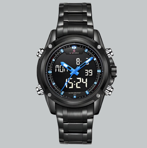 Naviforce Men's LED Digital Stainless Steel Quartz Watch
