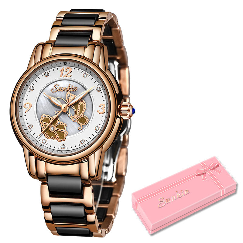 Lige High Quality Ceramic Exquisite Waterproof Ladies Watch