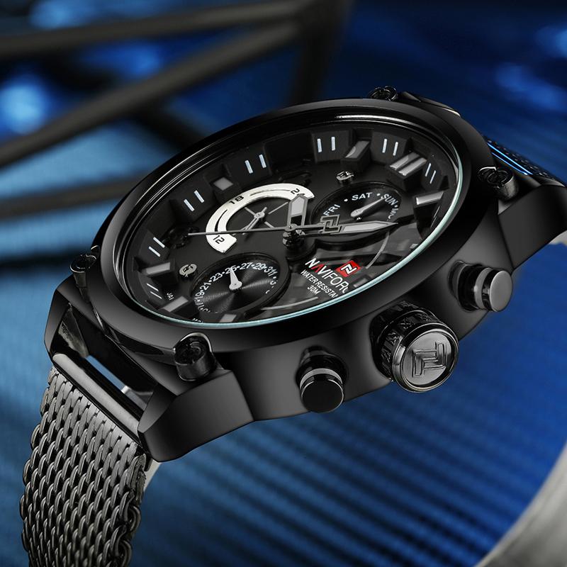 Naviforce Men's Stainless Steel Quartz Sports Wrist Watch