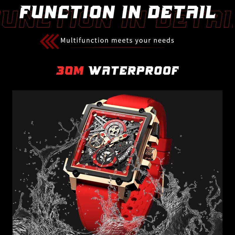 Lige Men's Chronograph Multifunction Stainless Steel & Alloy Watch 30m