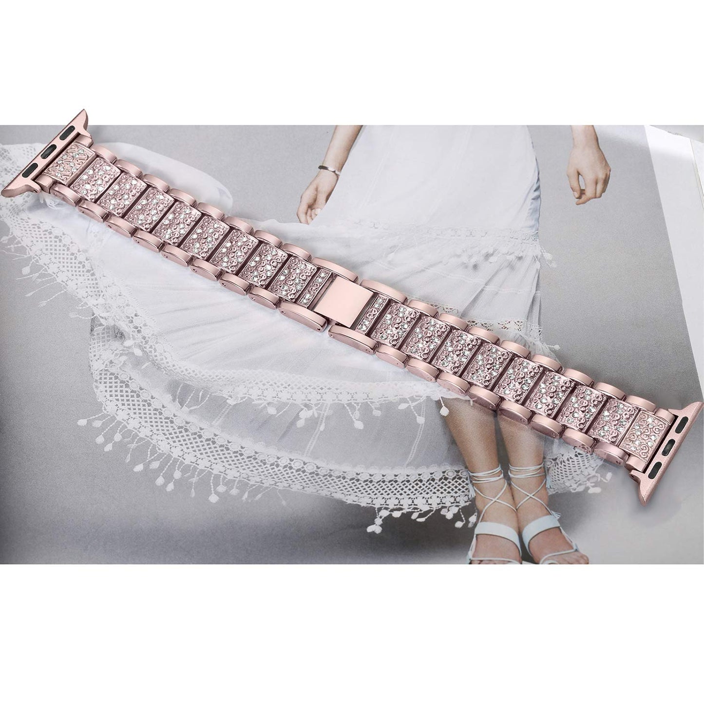 Apple Women's 40/44 38/42mm Diamond Band for Apple Watch S1 S2 S3 S4 Stainless Steel Strap