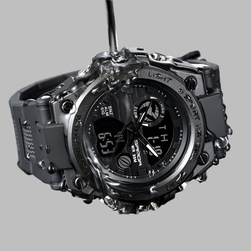 SANDA 739 Men's Sports Style Wristwatch Dual Display Clock Waterproof